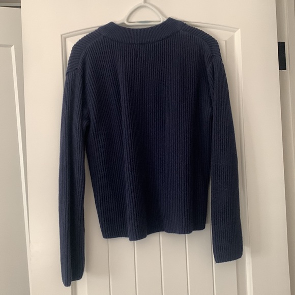 PACT Navy Heather V-Neck Sweater - Picture 6 of 9